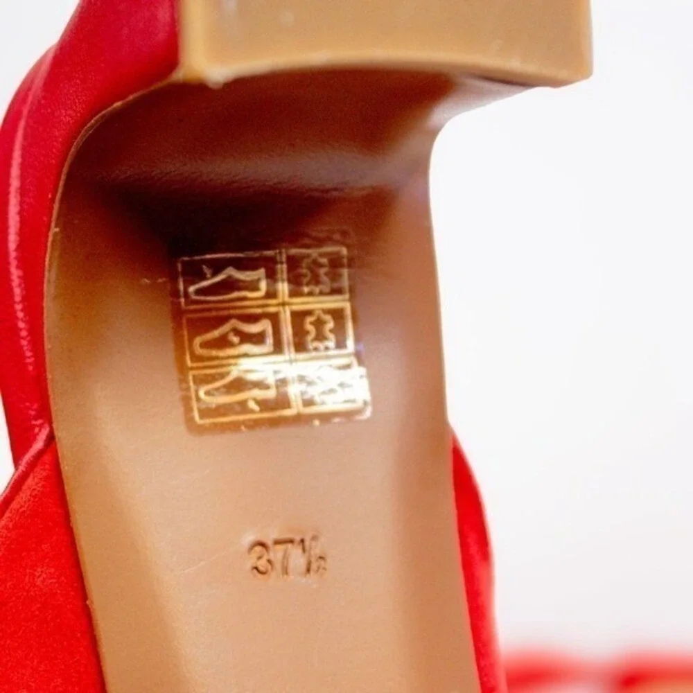 Lafayette 148 NY Red Suede Sandals Size 37.5 / 7.5 US- Made in Spain